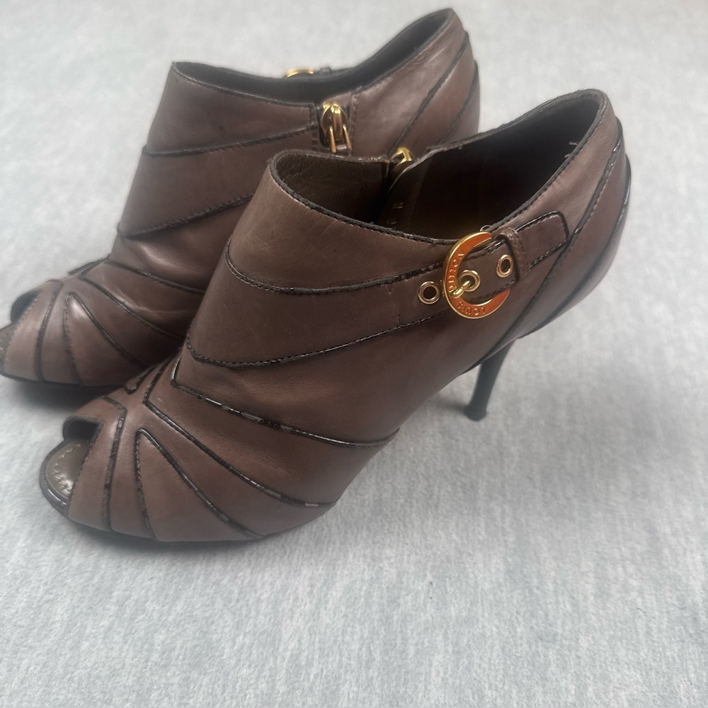 Louis Vuitton Marlene Peep-Toe Heeled Booties